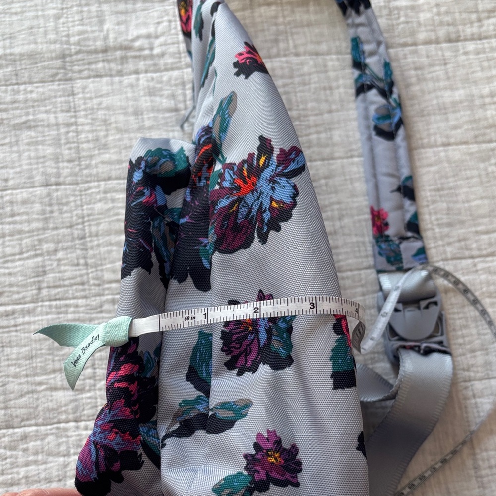 Vera Bradley Floral Sling Backpack, Light Blue Background, Pink & Teal Blooms - Picture 4 of 10
